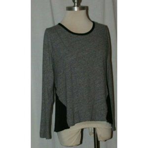 Junior's Converse One Star Gray & Black Hi-Lo Sheer Back Top Size Large